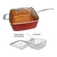 thumbnail image 5 of BulbHead 11198 Red Copper Square Pan 5 Piece Set by BulbHead, 10-Inch Pan, Glass Lid, Fry Basket, & More, 5 of 6