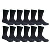 12 Pairs of WSD Mens Cotton Crew Socks, Solid, Athletic