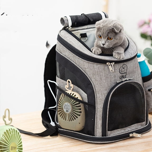 Pet Portable Backpack for Outdoor,L gray black upgrade