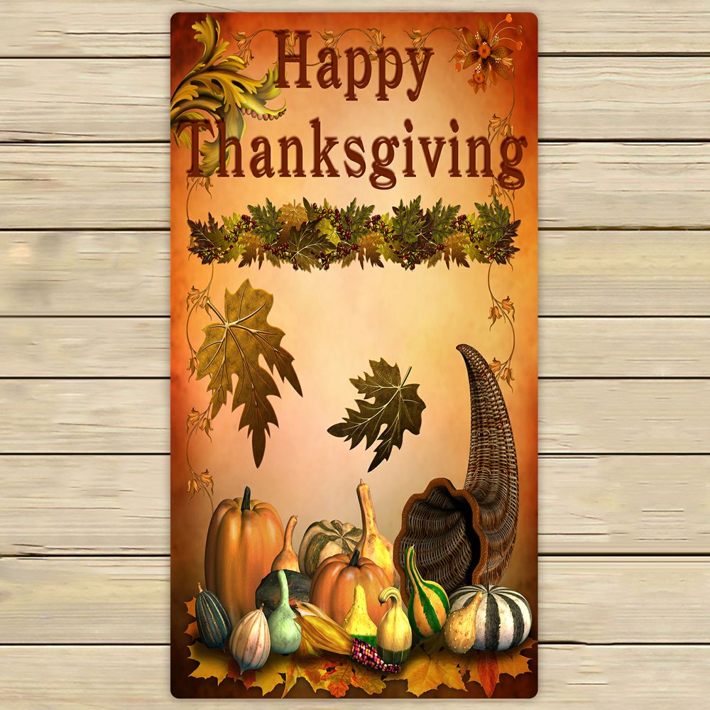 PHFZK Harvest Festival Towel, Autumn Leaves Happy Thanksgiving Day