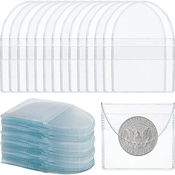 Casewin 50 Pcs Single Pocket Coin Sleeves Collectors, Individual Clear
