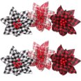 thumbnail image 1 of RV 6 piezas de flores navideñas de tartán, decoraciones navideñas, decoraciones navideñas, simulación de flores navideñas, decoración navideña, 1 of 5