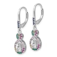 thumbnail image 2 of Sterling Silver Rhodium-plated Colorful CZ Infinity Dangle Leverback Earrings, 2 of 2