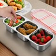 thumbnail image 4 of Juome Stainless Steel Snack Containers, Reusable 3 Compartment Snack Containers with Lids for Kids, Divided Food Storage Containers Condiment Box Sauce Cups for School, Travel, Home, 4 of 7