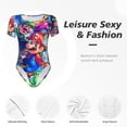 thumbnail image 5 of Lsque Mario Women's Crew Neck Short Sleeve Bodysuit Basic T Shirts Tops Onesie Adult Cute Pajama-Small, 5 of 8