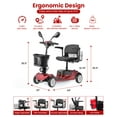 thumbnail image 2 of Foldable 4 Wheel Mobility Scooter for Seniors and Adults with Swivel Seat, Removable Basket, Heavy Duty Frame, Long Range Battery, Red, 2 of 7