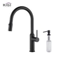 thumbnail image 1 of KIBI High Arc Pull Out Single Level Lead Free Brass Kitchen Faucet with Sprayer & Soap Dispenser, 1 of 10