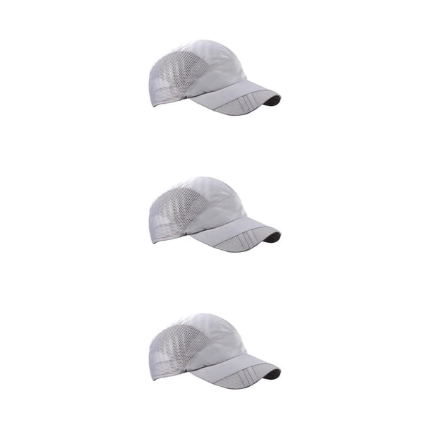 Qarigey Men Hat Clothing Accessory Sunshade Headgear Outdoor Sport Caps Summer Adjustable Drying Breathable Quick Mesh Baseball gris claro 3piezas
