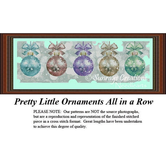 Christmas Cross Stitch | Pretty Little Ornaments All in a Row (Pattern Only, You Provide The Floss and Fabric)