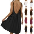 thumbnail image 7 of nerohusy Womens Summer Sleeveless Backless Cami Dress for Beach 2026 Holiday Spaghetti Strap Flowy Summer Loose Midi Sundress White,XXL, 7 of 7
