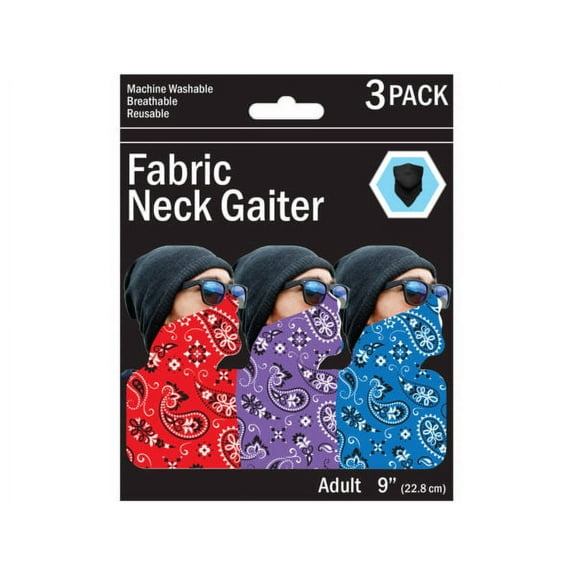 3 Pack Bandana Style Neck Gaiter 3 Asst Colors Bulk Lot Case of 120 Hardware Hardware : Industrial Safety