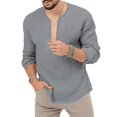thumbnail image 4 of Men's Long Sleeve Button,V-Neck Long Sleeve Shirt,Cotton Blend for a Preppy or Smart Casual Vintage Look | Men's Button Shirts, 4 of 5