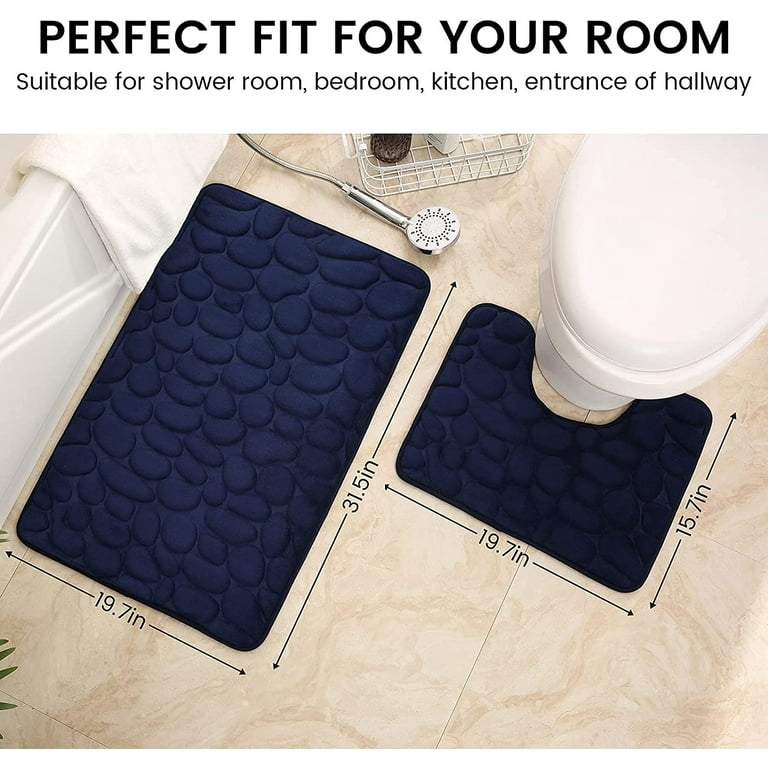 Kmson 2 Piece Ombre Bathroom Rugs Set with U-Shaped Mat, Non Slip,Quick  Drying, Ultra Soft and Water Absorbent Bath Carpet for Bedroom Floor Living