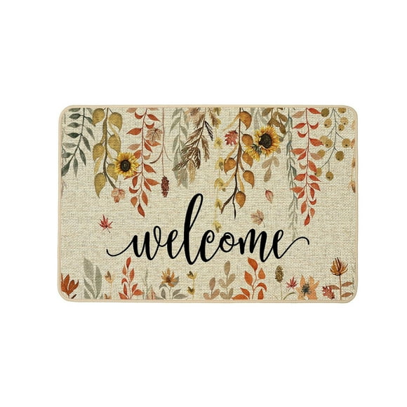 Pumpkin Maple Crystal Velvet Floor Mat Home Entrance Door Mat Thickened Foyer Floor Mat