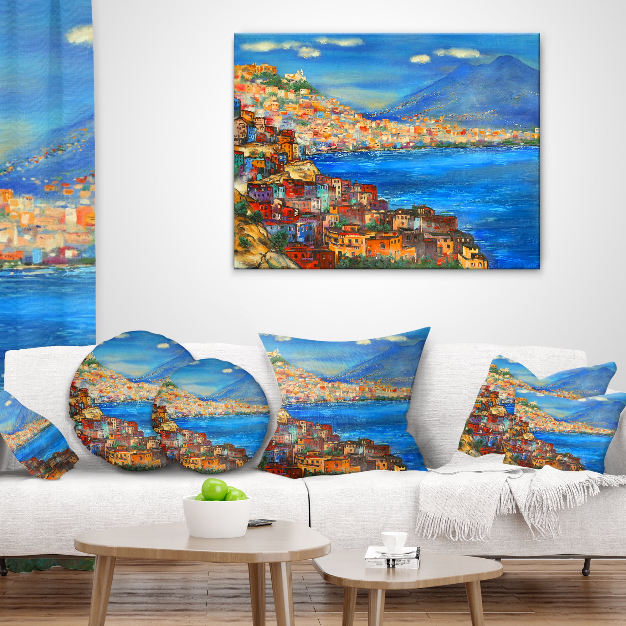 Designart Naples Today - Seascape Throw Pillow - 12x20