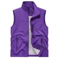 thumbnail image 2 of cllios Men's Outdoor Lightweight Vest Sleeveless Collared Travel Photo Work Vest Mesh Zipper Workwear Uniform Vests Purple L, 2 of 5
