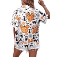 thumbnail image 5 of MOUSYA Womens Halloween Hawaiian Shirt Cute Pumpkin Spooky Castle Graphic Short Sleeve Button Up T-Shirt Loose Blouse Tops, 5 of 7