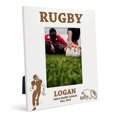 thumbnail image 1 of Darling Souvenir MADE WITH LOVE Personalized Wood Engraved Picture Frame, Table top White Photo Frame (Rugby) Customizable Quote - 5x7 Inches Vertical, 1 of 6