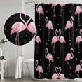 thumbnail image 4 of Pink Flamingo Shower Curtain Set - 48" x 72" Washable Bathtub Curtain with 12 Hooks, Summer Tropical Animals Black Waterproof Fabric Stall Shower Curtains for Bathroom/Bathtub Décor, 4 of 6