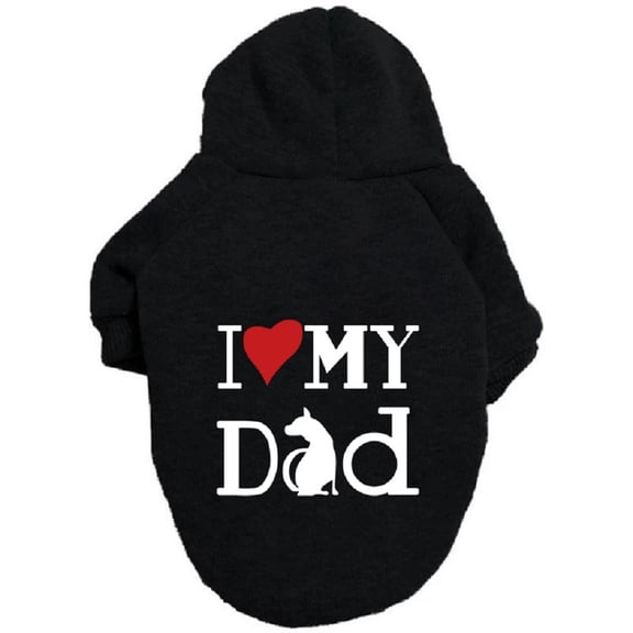 I My Dad Dog Sweatshirt - Pet Hoodie With "I Love My Dad" Print, Comfortable Dog Apparel For Small Medium Large Dogs, Black Xxxl