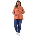 thumbnail image 3 of DARING DIVA Women's Plus Tops Tie Neck Tassel Self Flutter 3/4 Sleeve Blouses 3X Orange, 3 of 6