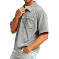 thumbnail image 4 of longantii Mens Corduroy Shirts Vintage Quarter Zip Mock Neck T-Shirts Lightweight Short Sleeve Blouses Summer Athletic T Shirts Light Gray XXXL, 4 of 4