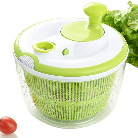 

LNGOOR Dryer and Vegetable Washer with Quick Dry Design Draining Lettce and Vegetable with Ease including Clear Plastic Bowl and Colander Basket 5qt Green