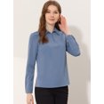thumbnail image 4 of INSPIRE CHIC Blusa de oficina de manga larga con media tapeta y cuello en punta para mujer Azul polvoriento M, 4 of 4
