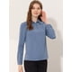 thumbnail image 4 of INSPIRE CHIC Blusa de oficina de manga larga con media tapeta y cuello en punta para mujer Azul polvoriento M, 4 of 4