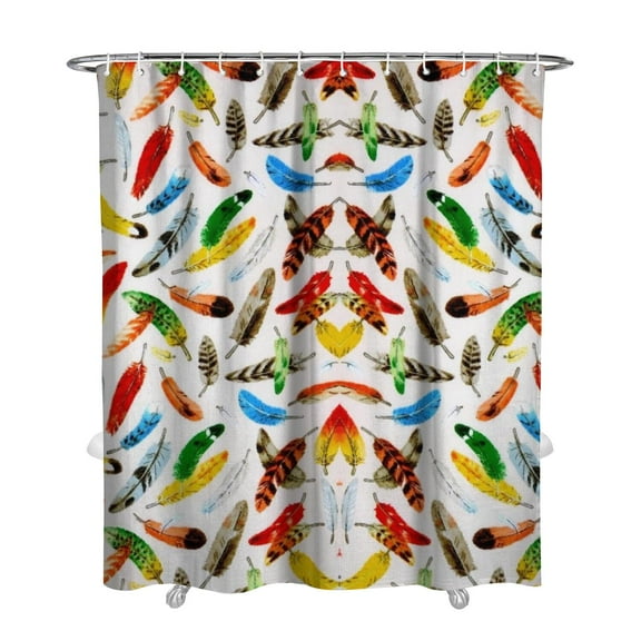 Extra Long Boho Shower Curtain 72x84 Inches - Vintage Floral & Tropical Leaves Pattern, Waterproof Bohemian Bathroom Decor with 12 Hooks, Tribal Rustic Style