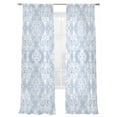 thumbnail image 6 of Boho Blue Floral Sheer Curtains for Living Room Bedroom Country Ethnic Abstract Flower Pattern Sheer Curtains 108 Inch Long 2 Panels Set Light Filtering Curtain Window Treatments Drapes, 6 of 6