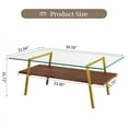 thumbnail image 5 of Rectangle Coffee Table, Tempered Glass Tabletop with Gold Metal Legs, Modern Table for Living Room , Transparent Glass, 5 of 10