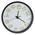 thumbnail image 3 of Reloj de pared luminoso de 12 pulgadas con marco negro minimalista y silencioso para decoración de dormitorio y sala de estar, 3 of 8