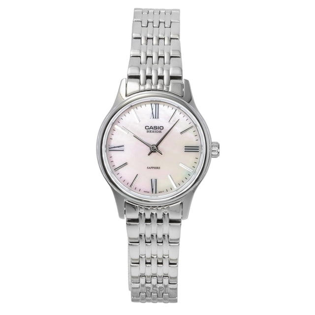 Casio Montre pour Femme Analogique à Côté en Acier Inoxydable, Cadran Rose en Nacre, Quartz BLS-100DS-4AV