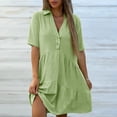 thumbnail image 5 of SROBPTY Summer Dresses for Women Solid Collared Short Sleeve Button, 5 of 5