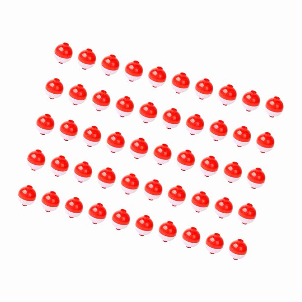 50 Piezas de Pesca Bobbers 1 Pulgada Snap on Float Red and White Bobbers Push Botón Redondo Flotantes Tackle De Pesca