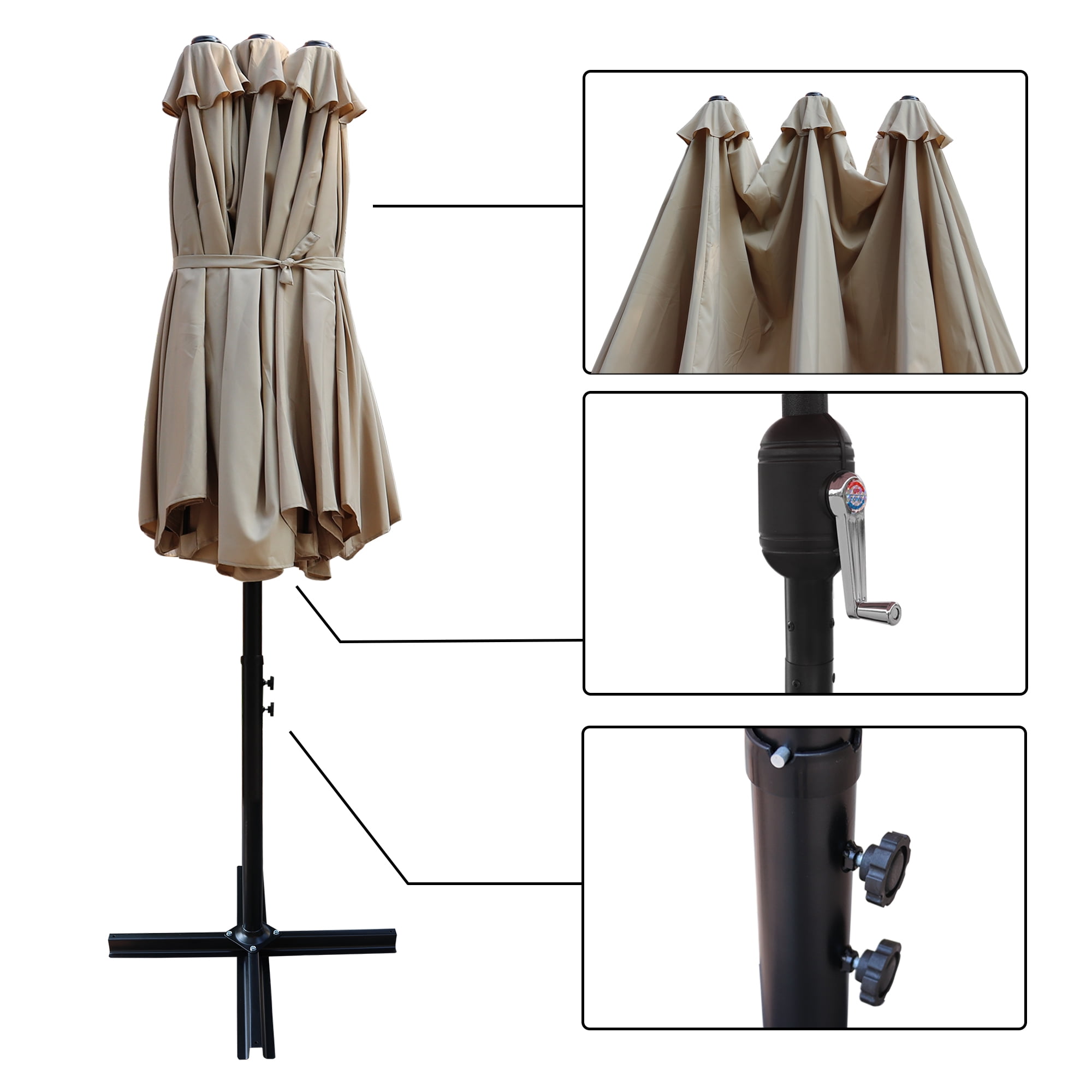 Abble 15 Ft Double Sided Rectangular Outdoor Umbrella Walmart Com Walmart Com