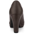 thumbnail image 4 of BLISSFUL STEP Stylish Women's Platform Round Toe Chunky Heel Pumps for All Occasions Dark Brown 10, 4 of 6