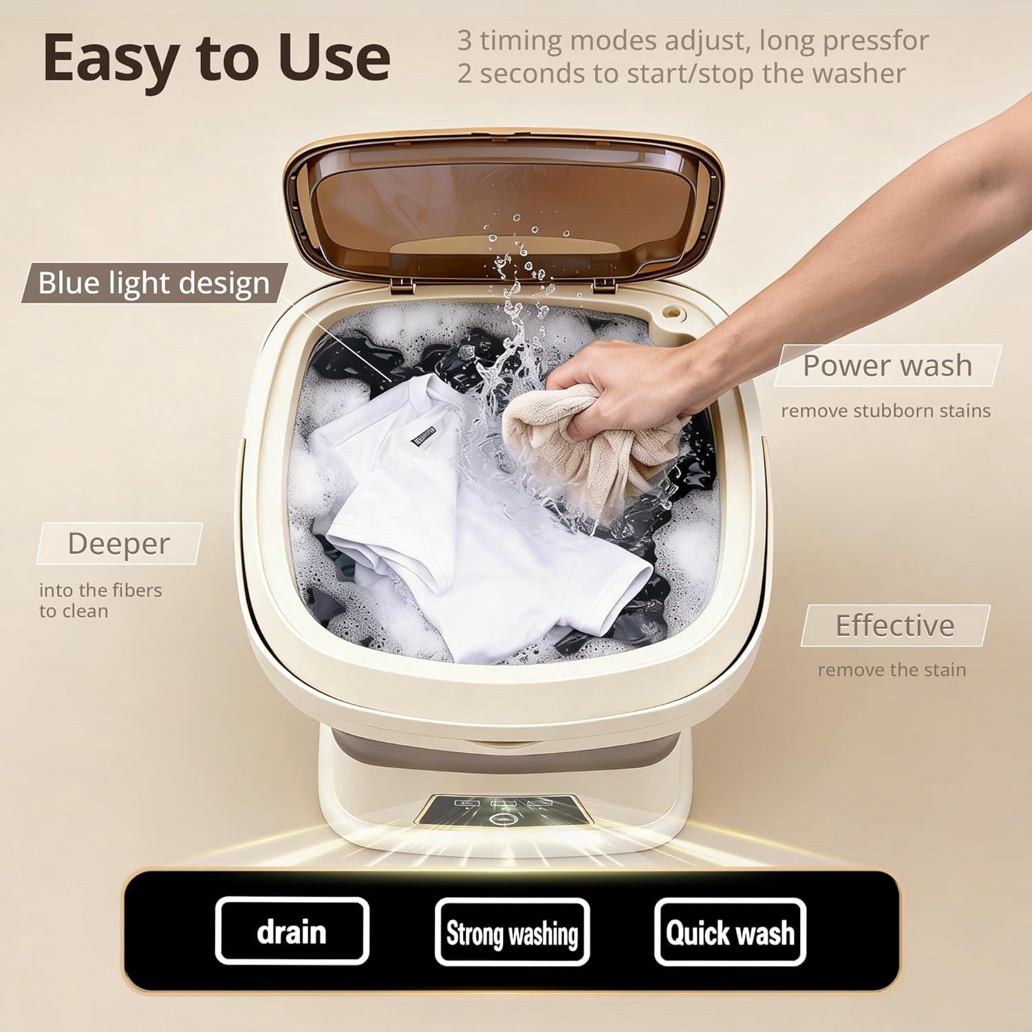 Portable Washing Machine, 16L Upgraded Mini Washer with Spin Basket Laundry Machine for Baby Clothes, Underwear, Socks; Ideal for Travel, Dorms, Camping (gray)