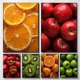 thumbnail image 2 of Póster artístico de la serie de frutas y alimentos, pimientos naranjas, fresas, manzanas y kiwi, pintura en lienzo, impresiones de pared, imagen para la decoración del hogar y la cocina, 2 of 5