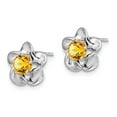 thumbnail image 2 of 925 Sterling Silver Rhodium-plated Floral Citrine Post Earrings; for Adults and Teens; for Women and Men, 2 of 3