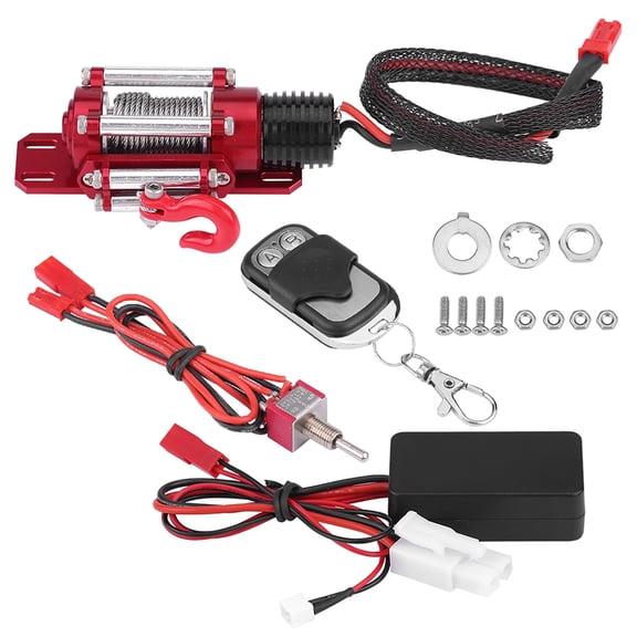 Akozon RC Winch With Remote Controller,1/10 Scale RC Model Vehicle Crawler Car Accessory Metal Winch With Remote Controller, RC Metal Winch