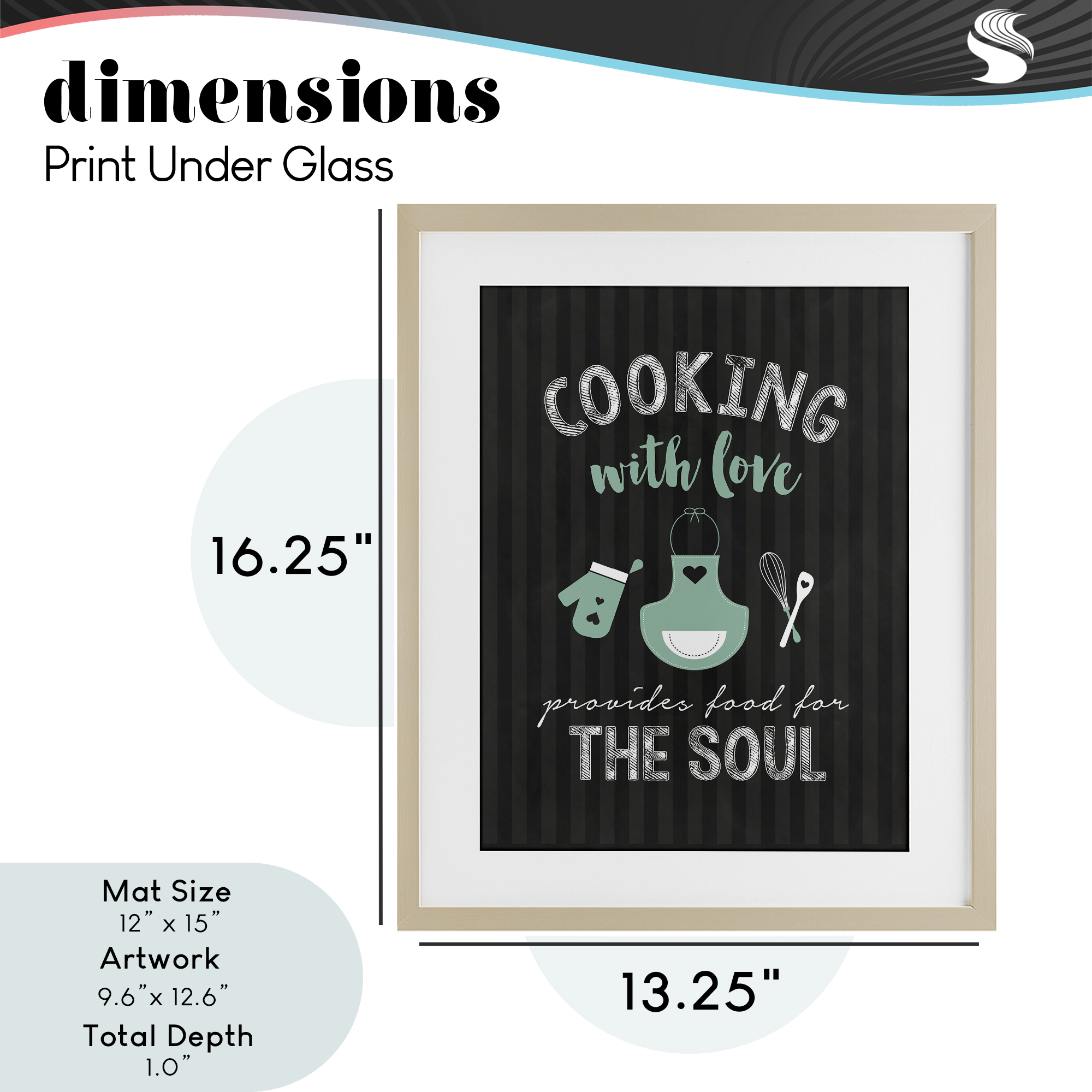 Food For Soul Black & Green Birch Framed Print Under Glass, design by Lettered and Lined