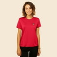 thumbnail image 3 of Dalix Sorcerer Frog Embroidered Cotton Relaxed Short Sleeve Tee T Shirt Womens in Red S Small, 3 of 5