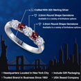 thumbnail image 2 of Gem Stone King 925 Sterling Silver White Moissanite and Red Rhodolite Garnet Wedding-Bands Ring for Women | 0.92 Cttw | Round 3.5MM | Gemstone Birthstone | Size 5, 2 of 7
