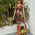 thumbnail image 6 of Carnival Circus Amusement Family Theme Park Womens Night Club Maxi Dress V Neck Sleeveless Bohemia Long Dresses, 6 of 9