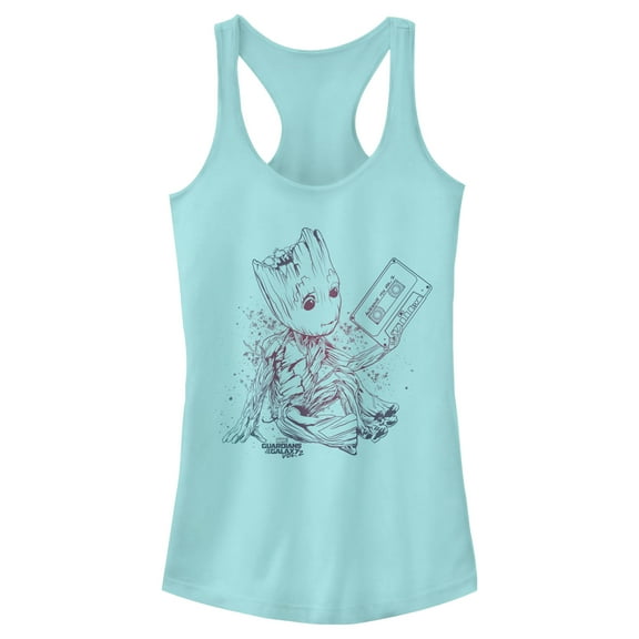 Junior's Marvel Guardians of Galaxy Vol. 2 Groot Jams Racerback Tank Top Cancun X Large