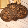 thumbnail image 6 of Saint benedict medal religious exorcism medal protection catholic home decor wooden plaque wall decoration 12 inches, 6 of 6