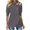 Gray, variant on Elainilye Fashion Womens Cotton T Shirts Summer Fold Printed Regular Long Sleeves Round Neck Button Tops Shirts,Blue