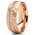 thumbnail image 2 of Metal Masters Men Tungsten Rose Goldtone Wedding Band Hammered Eternity Ring Cz Comfort-Fit, 2 of 6